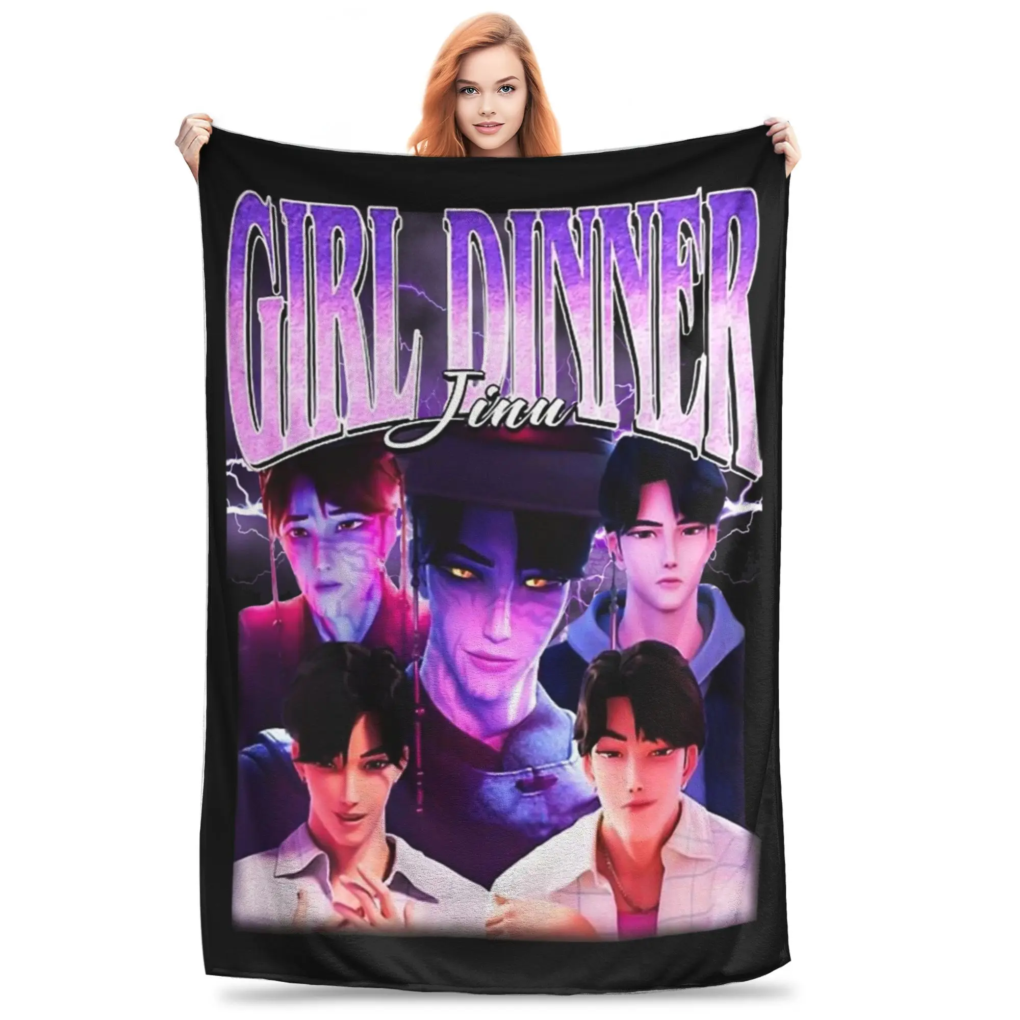 

Girl Dinner Jinu Kpop Demon Hunter Villain Huntrix Blankets Velvet Spring Thin Throw Blanket for Sofa Outdoor Bedding Throws