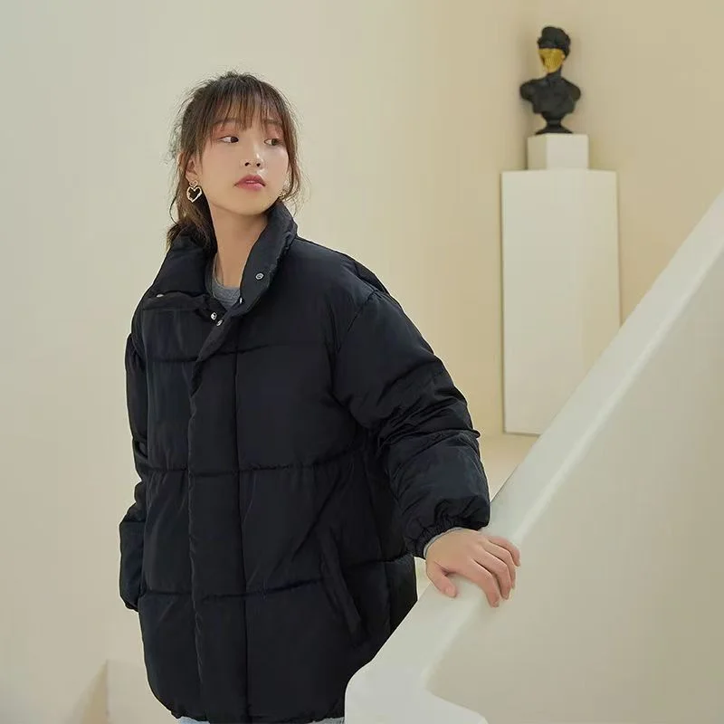 Winter Eiderdown Cotton-padded Jacket Female 2024 New Cotton-padded Jacket Loose Student Bread Clothing Short Cotton-padded Coat