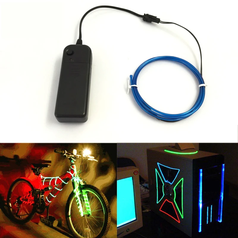 

2.3mm Colorful EL led wire with Battery box 1-10meter Flash EL wire for Dance Party Atmosphere Decor Luminous props