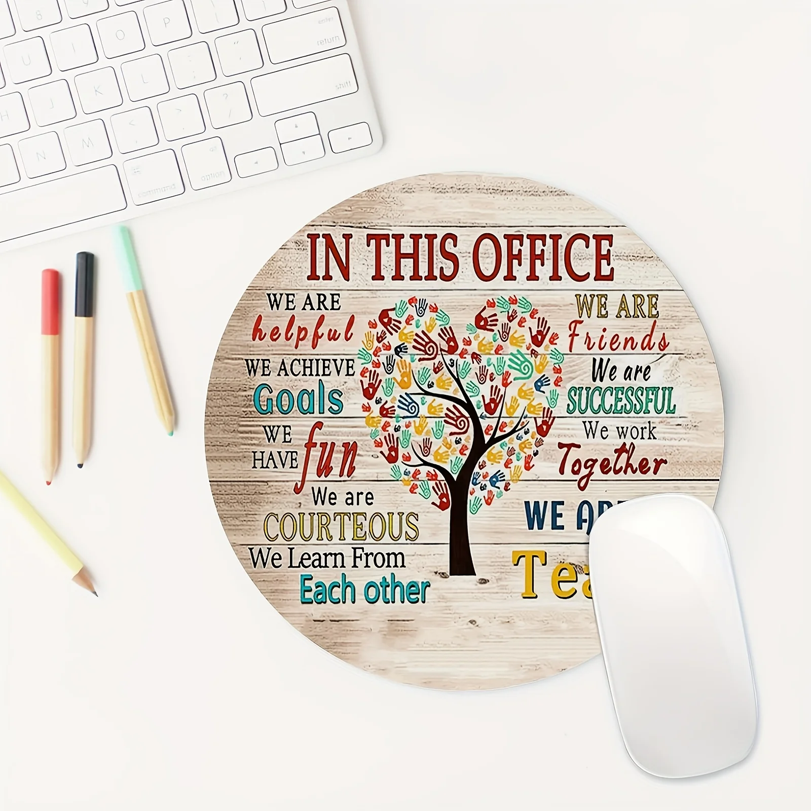 Motivational Office Spirit Art circle small mouse pad desk pad rubber anti-slip edge locking laptop office mat pc accessories
