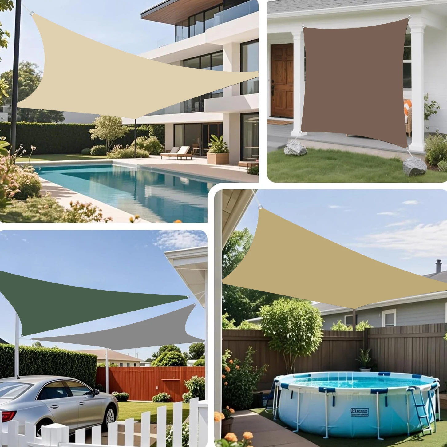 Waterproof Sun Shade Sail, Rainproof UV Resistant Canopy, Outdoor Awning for Garden Patio Balcony Backyard