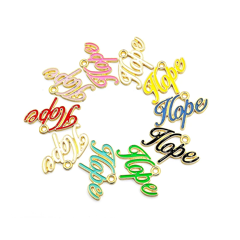 

10pcs Enamel Floating Hope Letter Charms For Bracelet Bangle Jewelry Making DIY Accessories Wholesale LTC0145-LTC0146