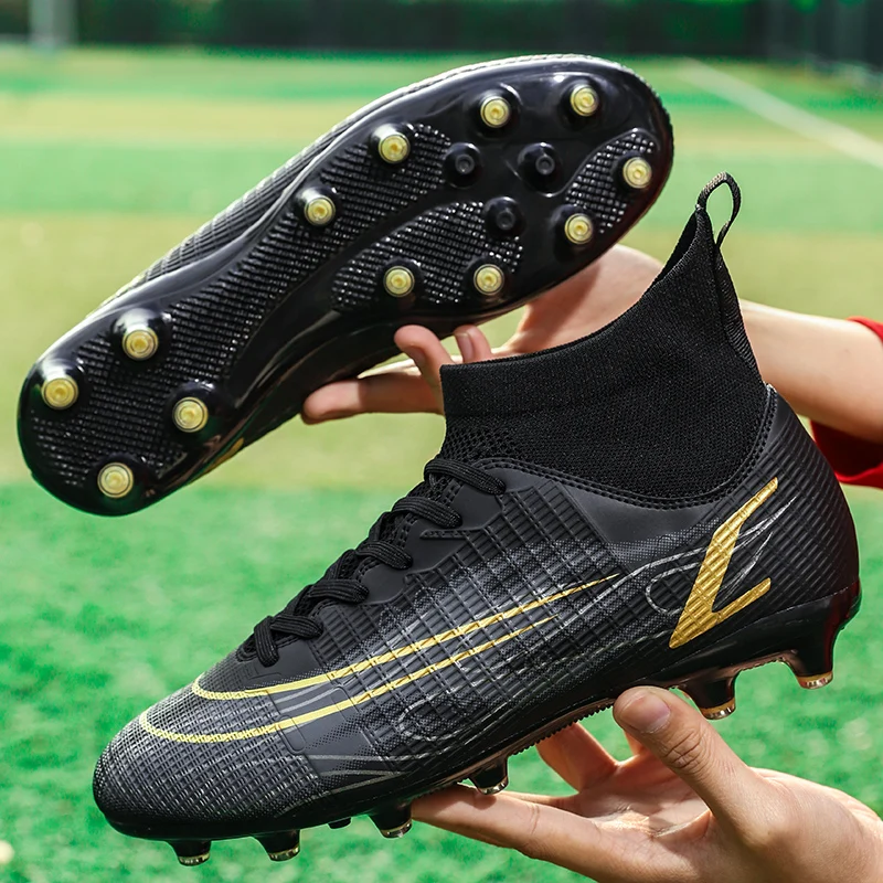 FG/TF Soccer Shoes Men High Ankle Adult Professional Non-Slip Long Spike Football Boots Teenager Kids Soccer Training Sneakers