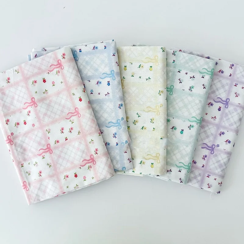 140x50 سنتيمتر نسيج القطن المطبوع للربيع والصيف الأرجواني الأزهار ، منقوشة وعقدة الفراشة ، فساتين الأطفال الخياطة القماش