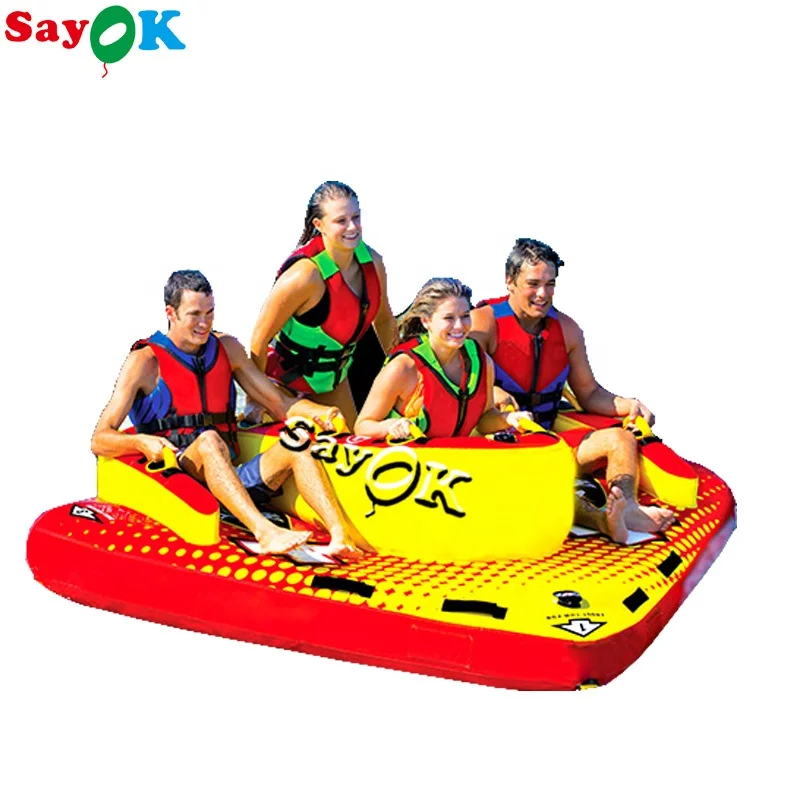 3 person riders crazy water sports pvc inflatable water floating sofa towable tube sofa