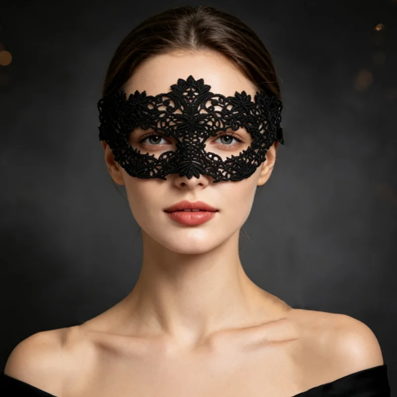 Sexy Frauen Schwarz Spitze Floral Augenmaske Maskerade Prom Gesichtsmaske Prinzessin Königin Party Make-Up Cosplay Nachtclub Spitze Maske Requisiten – Detail 22