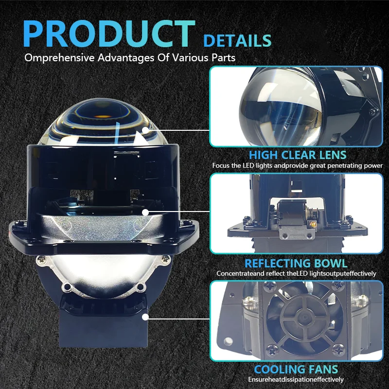carolyn2PCS 3 بوصة ثنائية جهاز عرض (بروجكتور) ليد المصابيح الأمامية العدسات ل Hella LED أضواء العارض 120 واط 40000LM ديود كشافات اكسسوارات السيارات #4