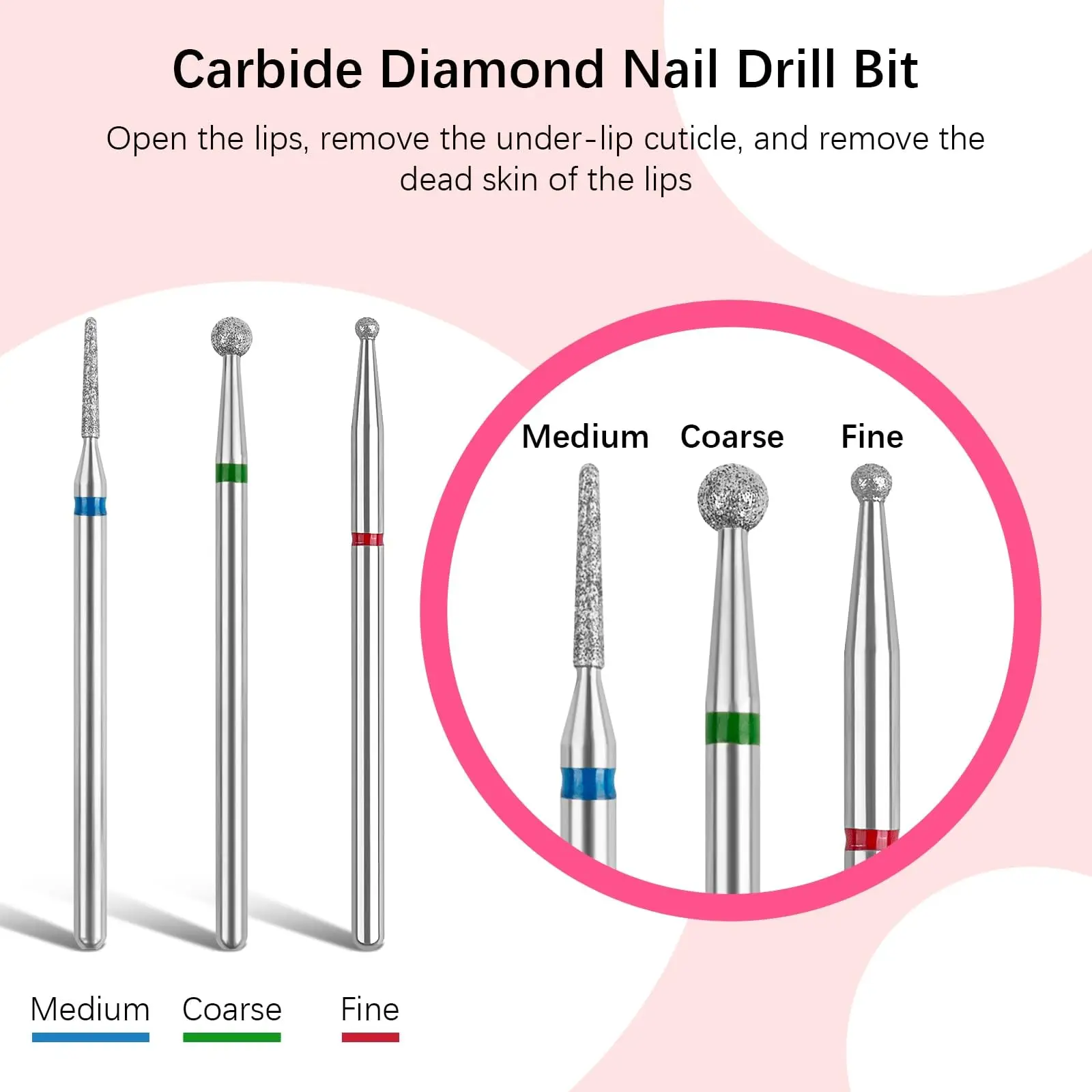 Forets à ongles diamantés en forme de boule, fraise pour lime électronique, outils de manucure et de pédicure, 3/32 pouces