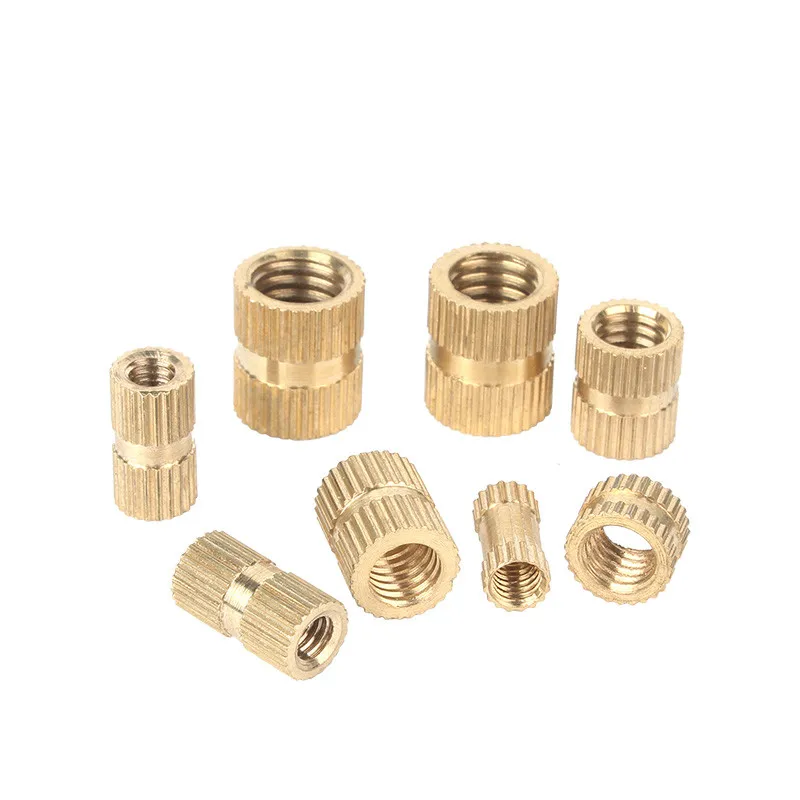 10 Pcs 8 #-32 * L = 8/10/12-8 Mm (Od) unc Braas Inserto Dado Stampaggio Ad Iniezione in Ottone Zigrinato Inserti Filettati Nuts