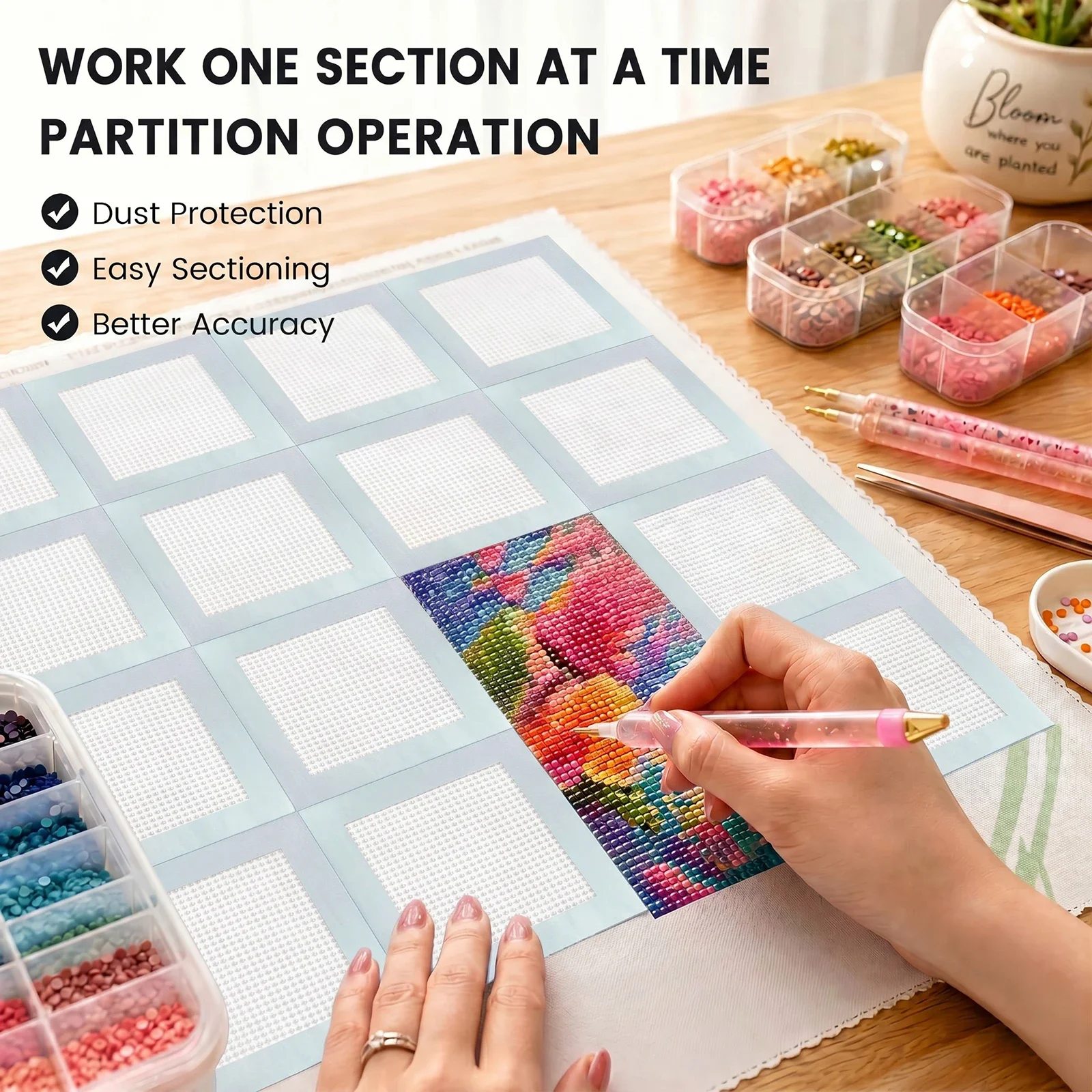 30Pcs Sectional Release Paper for Diamond Art DIY Reusable Anti Dust Separate Cover Sheet Clean Peel Diamond Art Accessory