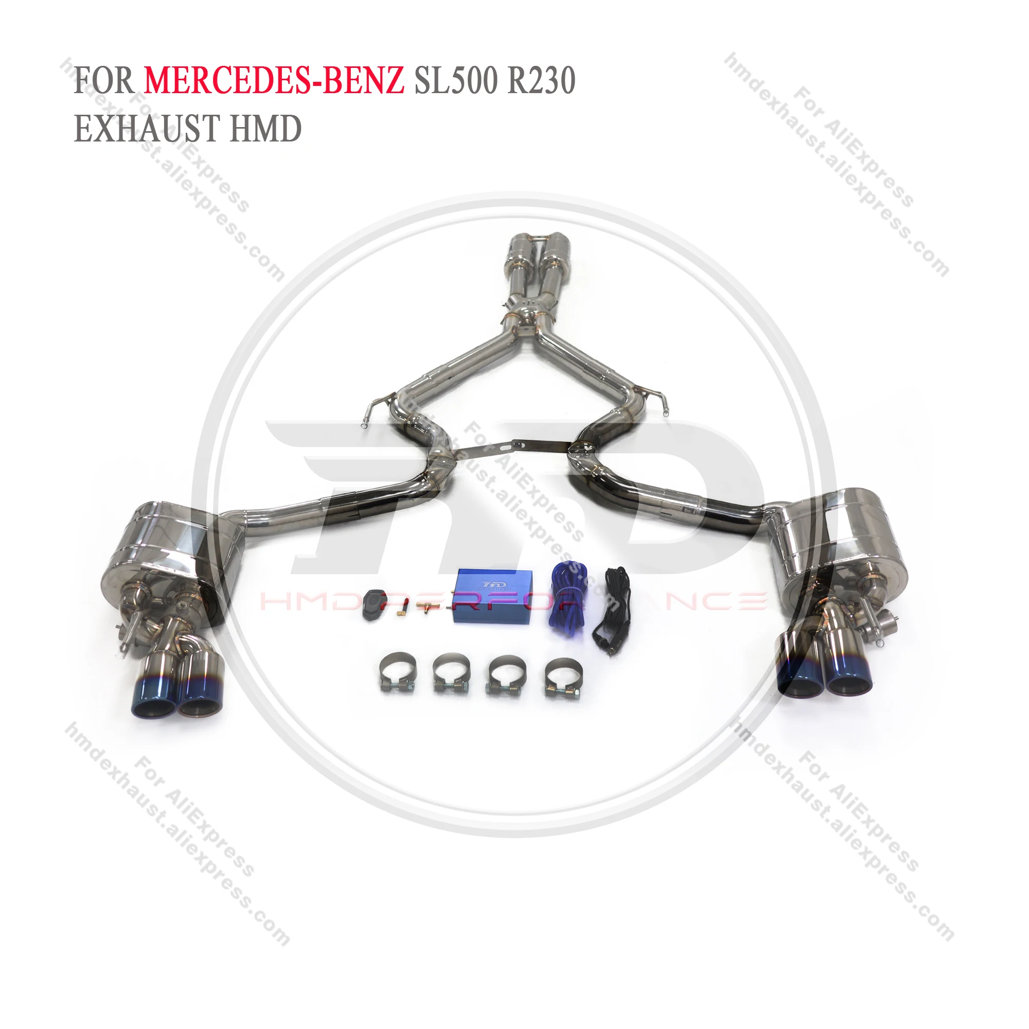 HMD Stainless Steel Exhaust System Performance Catback for Mercedes Benz R230 SL500 5.5L 2005-2011 Muffler With Valve