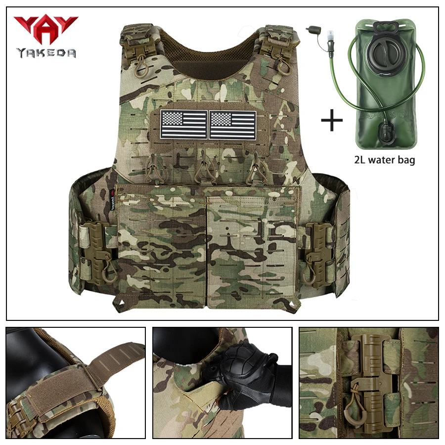 

YAKEDA outdoor hunting vest with adjustable quick release vest and 2L water bag for continuous hydration outdoors