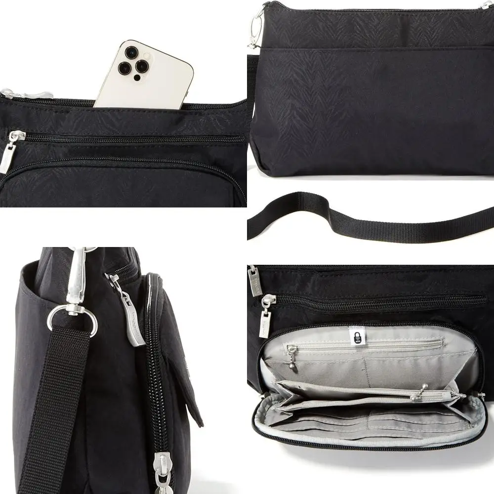 

RFID-Protected Lightweight Crossbody Bag for Women, 11x7.5, Zippered Travel Purse