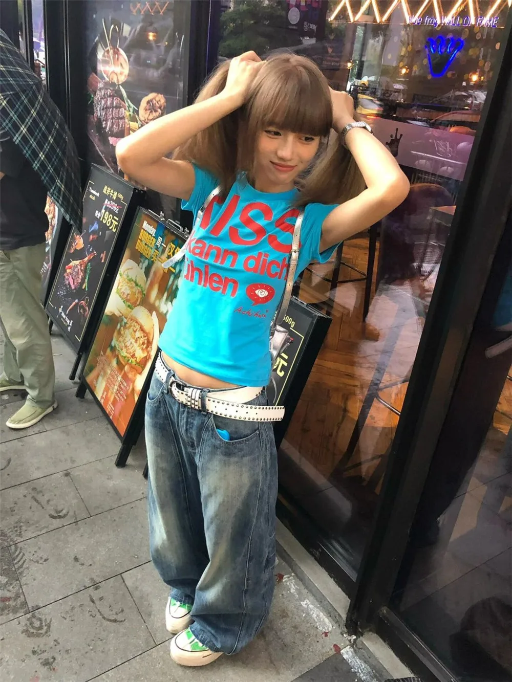 Y2k Letter Print T-shirt American Japanese Retro 90s Fashion 2000s Style Crop Top Vintage Harajuku Short Sleeve Shirt Streetwear