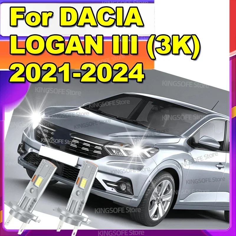 LED Headlight Bulb 30000LM CSP Chips 1:1 MINI Size Plug And Play Auto Lamp For DACIA LOGAN III 3K 2021 2022 2023 2024