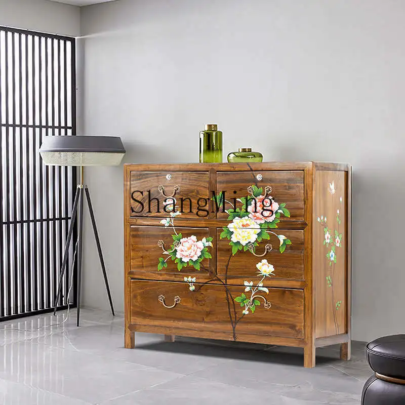 CL storage  TV cabinet pure solid wood chest new Chinese-style painted camphor storage cabinet large-capacity
