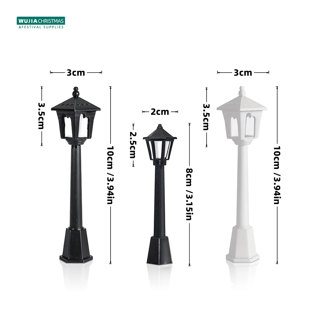 6/12pcs Miniature Street Lights Plastic Model Railway Train Lamp for Doll House Micro Landscape Diy Fairy Garden Christmas Decor