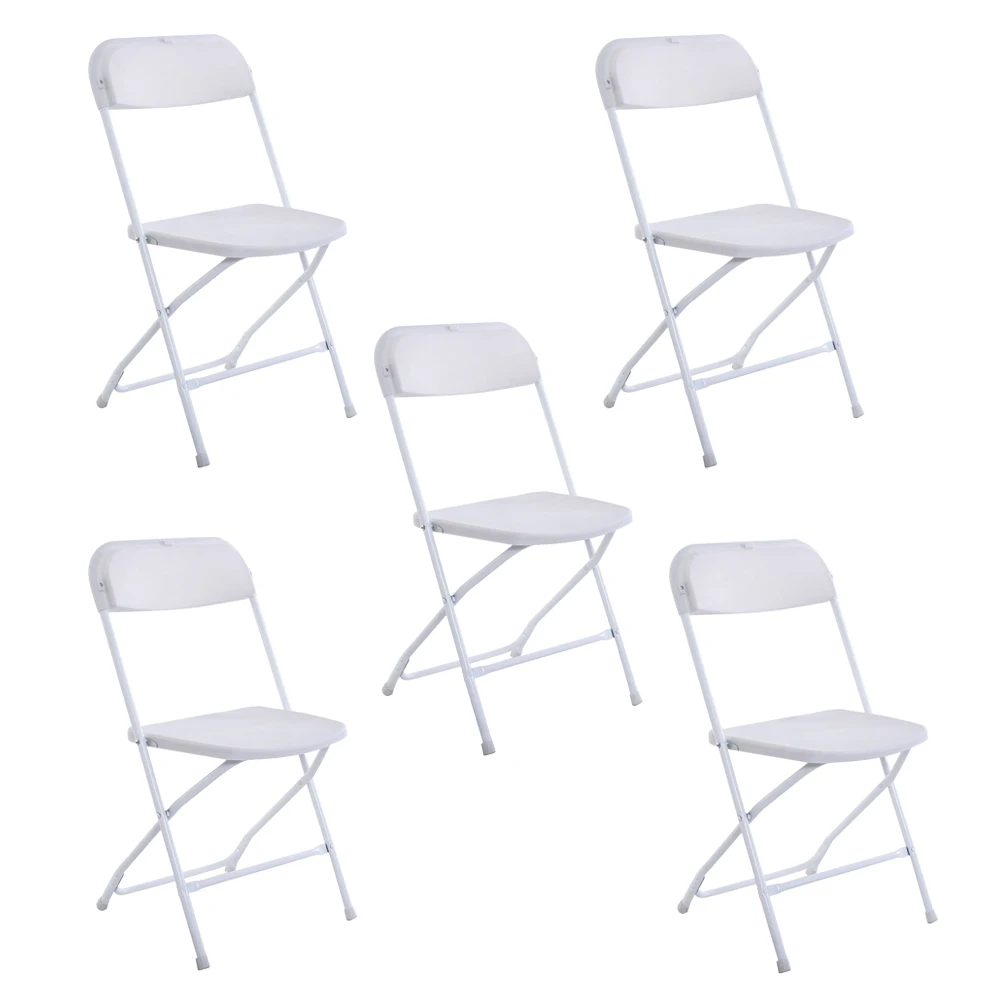 5 Pack Black Plastic Folding Chair Indoor Outdoor Portable  Commercial Seat for Wedding Party Picnic Kitchen Dining Events Offic