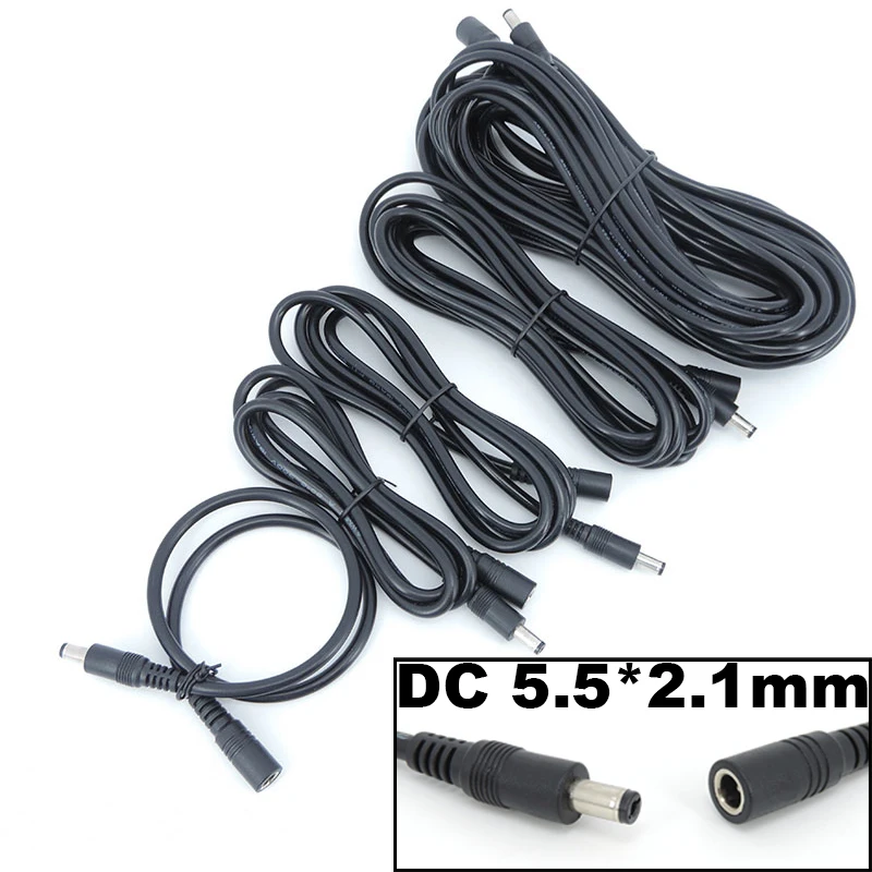 0.5/3/5m dc macho para fêmea jack plug cabo de extensão 5.5x2.1 18awg 7a para adaptador de alimentação cabo cctv câmera luz de tira e