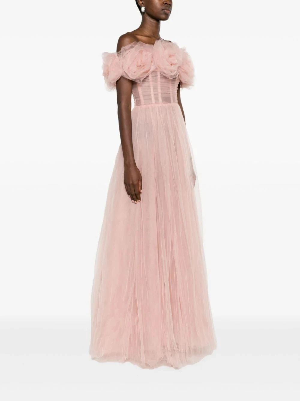 Beautiful Blush Pink Bloom Long Soft Tulle Maxi Dresses To Party A-line Soft Tulle Women Maxi Gowns Wedding Guest Dresses