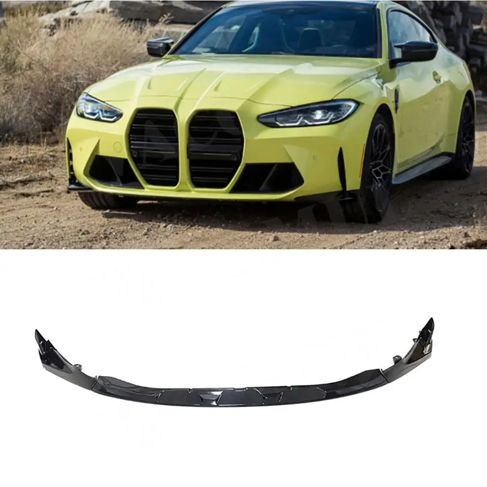 

For BMW G80 G82 G83 M3 M4 2021 + ABS Gloss Black Front Bumper Lip Chin Spoiler Three-stage Car Bumper Lip Car Trims