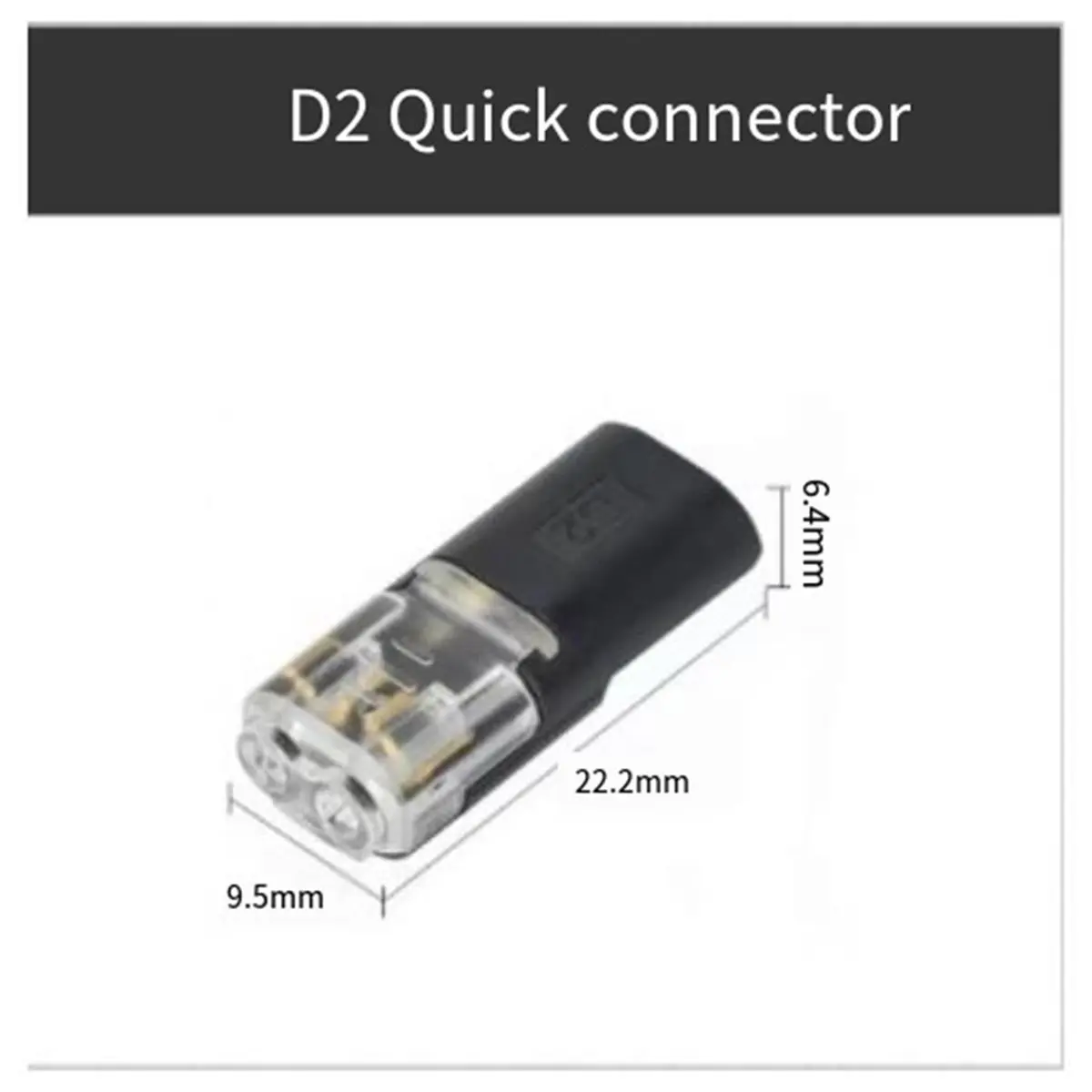 SCLS 100 Pack of D2 2-Pin Pluggable Wire Connectors, Nylon Insulated Copper Quick-Connect Terminal Blocks