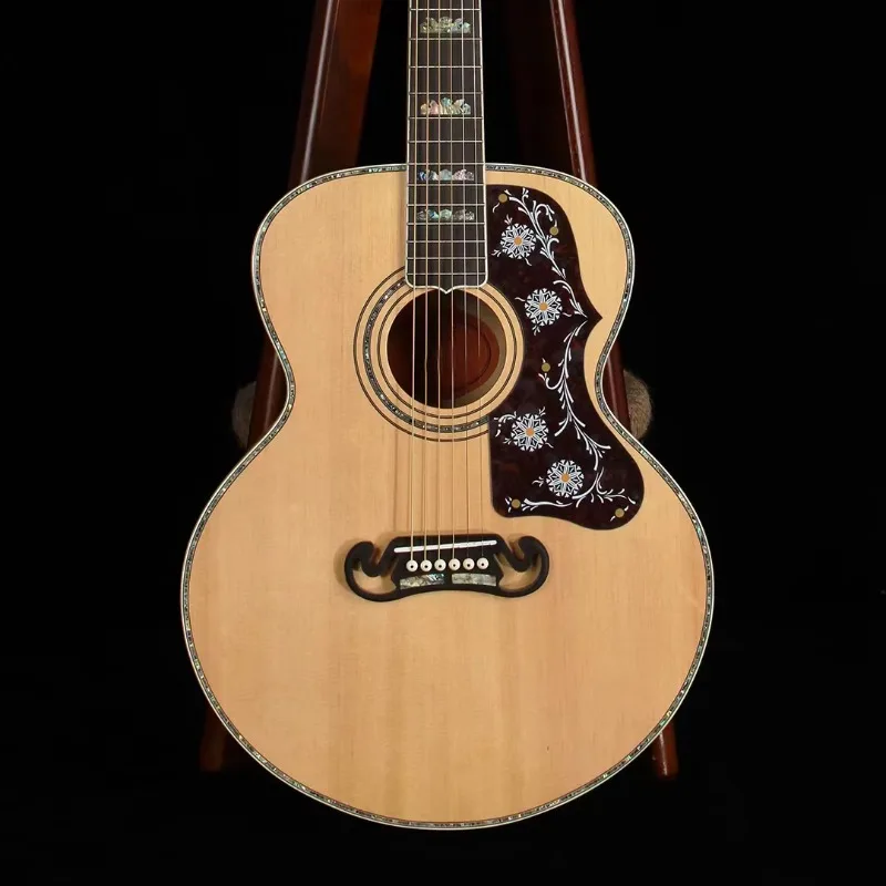 38 Inch Mini Parlor Solid Wood Acoustic Guitar, Portable Folk Guitar