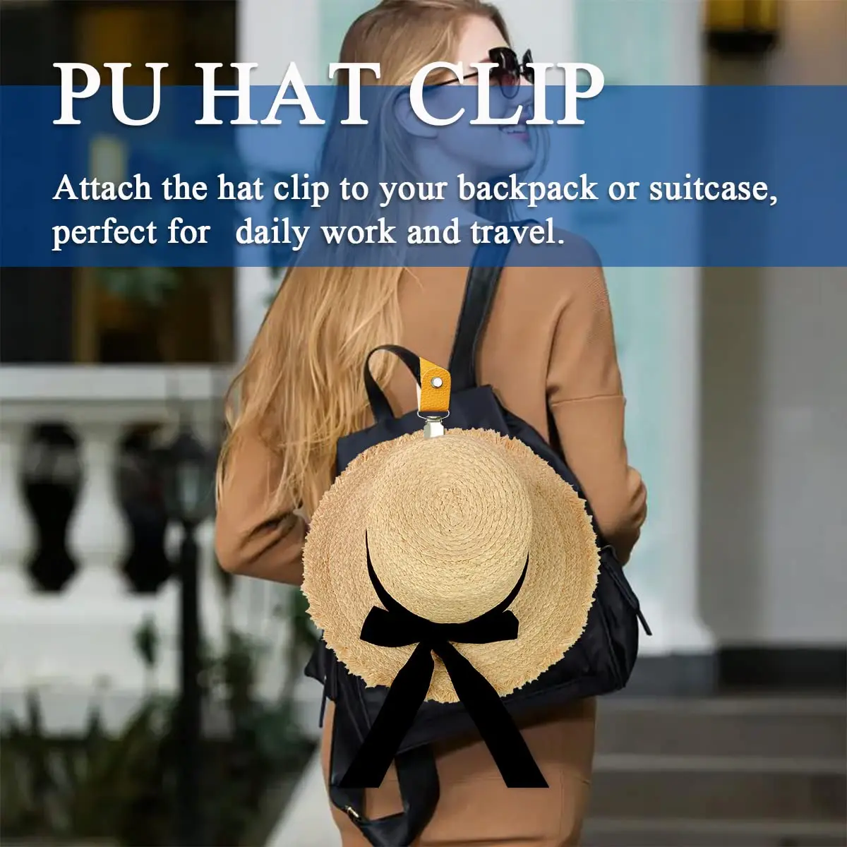 PU Leather Hat Clip for Travel Hanging on Bag Handbag Backpack Cap Holder for Women Men Outdoor Beach Accessories Hat Companion