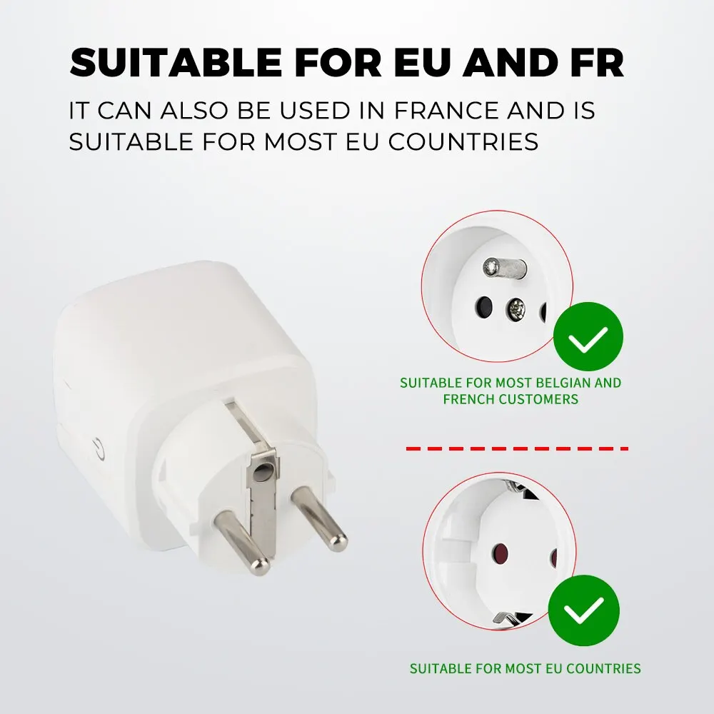 ONENUO Tuya APP EU WiFI Socket Plug 20A EU Smart Home WiFi Plug z Alexa Voice Control Timing Electrical Power Socket