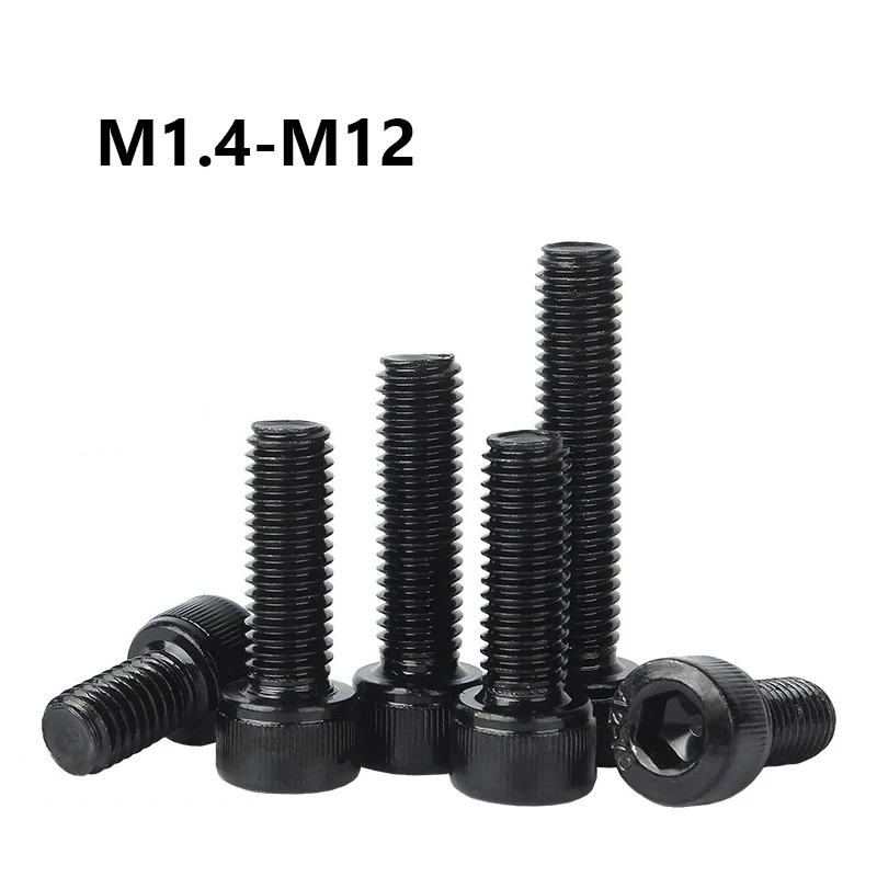 1~30Pcs 304 Stainless Steel Hexagon Hex Socket Head Cap Allen Screw M1.4 M1.6 M2 M2.5 M3 M4 M5 M6 M8 M10 M12 Black Allen Bolts