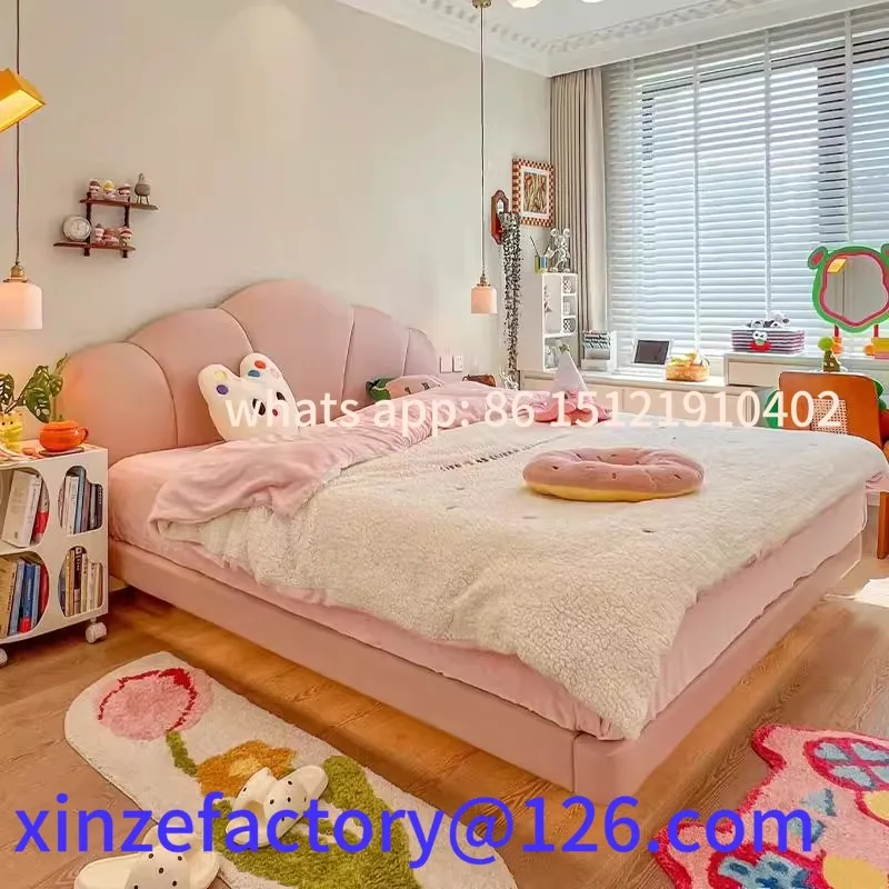 Customizable Cream Wind Cloud Suspension Children's Bed Modern Simplicity