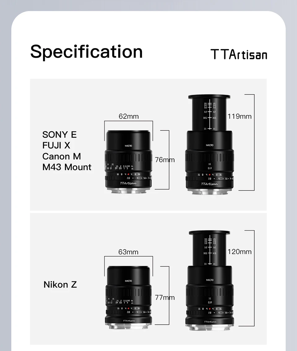 TTARTISAN 40mm F2.8 APS-C Makro-Kameraobjektiv für Insekten, Schmuck, Porträts, Stilleben, kompatibel mit Fuji XF, Sony A7RIII, Z, RF, M43 – Detail 12