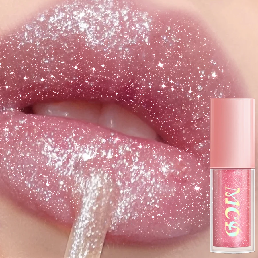 Glitter Lip Glaze, de Longa Duração, Lip Gloss Impermeável, Batom Líquido, Óleo Maquiagem, Lip Tint, Hidratante Lip Balm Cosméticos