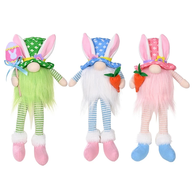 LUDA Long Legs Easter Rudolf Gnome Elf Bunny LED Light Luminous  Faceless Doll Gift Kids DIY Happy Easter Party Decor