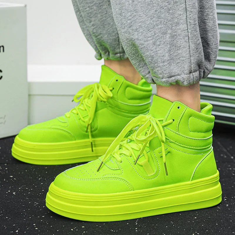 Fashion Green Designer Mens Sneakers Autumn Casual Sports Skateboard Shoes For Men High top White Sneaker Platform Footwear Male