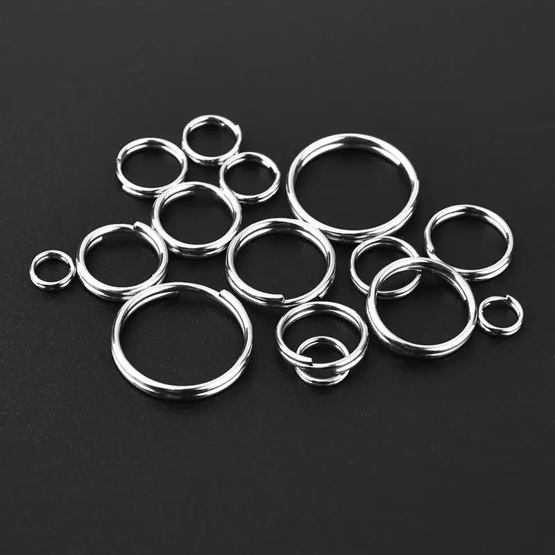 100pcs/lot 5-12mm Stainless Steel Open Double Jump Rings for DIY Key Double Split Ring Connectors For Jewelry Making Accessories