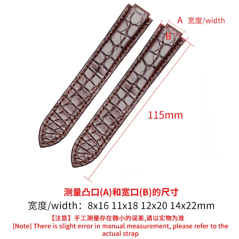 High Quality Genuine Leather Watch Strap for Cartier Balloon Blue De Series Crocodile Leather Sweat-Proof Convex Interface Band