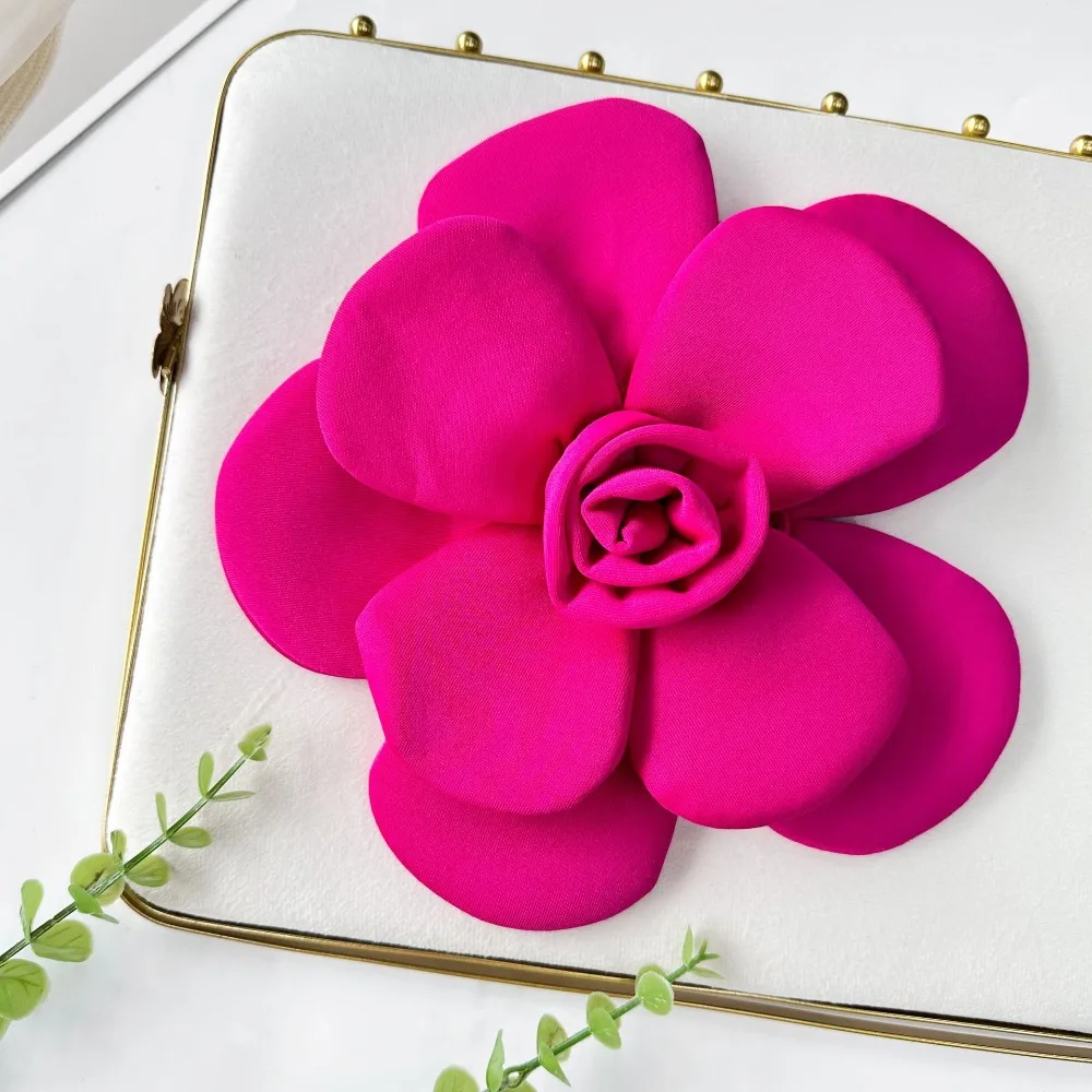

Fashion 3D 22cm Camellia Brooch Exquisite Elegant Large Flower Corsage Soft Handmade Formal Dress Badge Girls