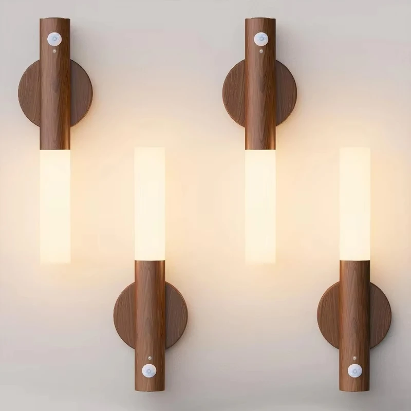 Automatic Night Light Motion Sensor Rechargeable 3-Mode LED Wall Light Human Body Induction Light for Bedroom Bathroom Hallway