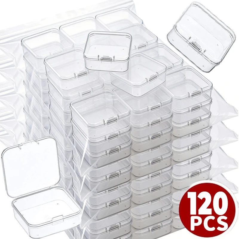 

Clear Plastic Beads Storage Containers Box Small Boxes with Hinged Lid Plastic Case Mini Square Arts Crafts Storage Organizers