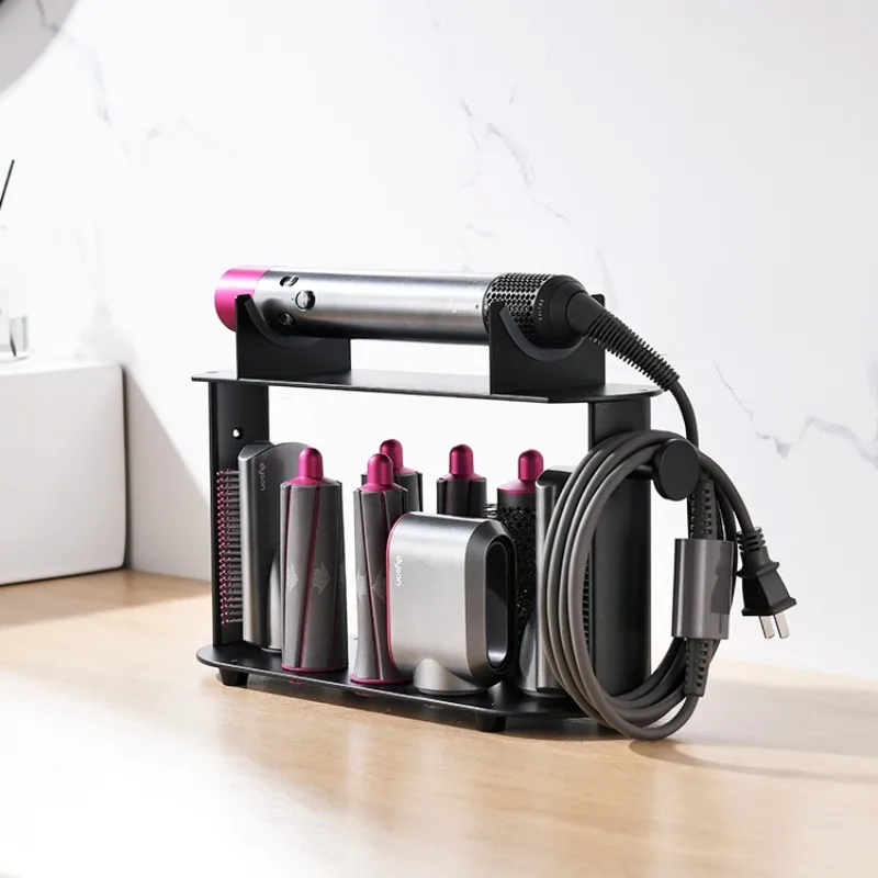 

Bathroom double layer carbon steel curling iron rack