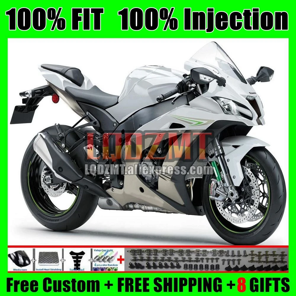 Kit For KAWASAKI NINJA ZX-10R ZX1000 2016 2017 2018 Pearl White 2019 2020 62No.167 ZX 10R 1000 10 R ZX10R 16 17 18 19 20 Fairing