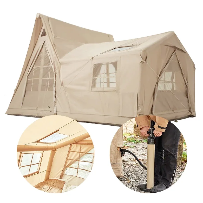 

ST Newest Green Color Outdoor Camping Air Cabin Tent With Two Rooms Design