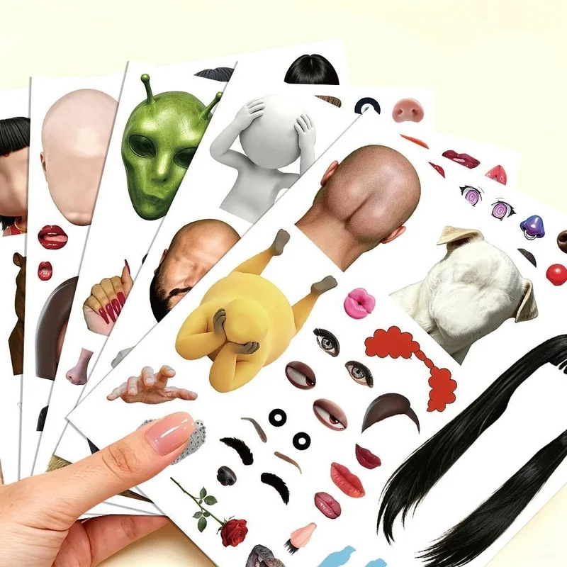Funny Face Parts Stickers Weird Meme Animal Body Features DIY Collage Sticker Pack for Scrapbook Journal Laptop Phone Decoration