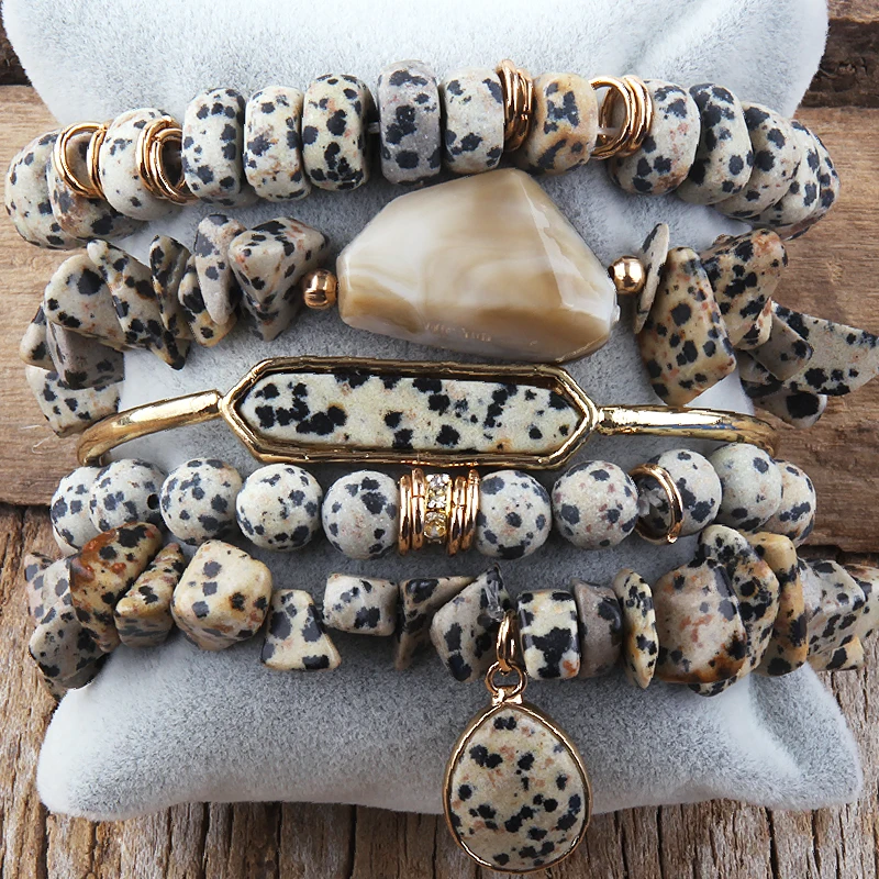 Fashion Boho New Designer Beaded Bracelet Chip Stone 5pc Stack Bracelets Bangle Set For Women Jewelry Friends Birthday