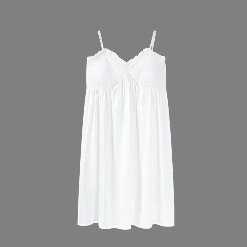 

Sweet Ruffle Women's Pajama Dress V-neck Loose Suspender Nightdress Sleepwear Homewear Sling Nightgown Club