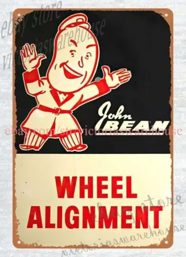 JOHN BEAN WHEEL ALIGNMENT metal tin sign poster wall art restaurant