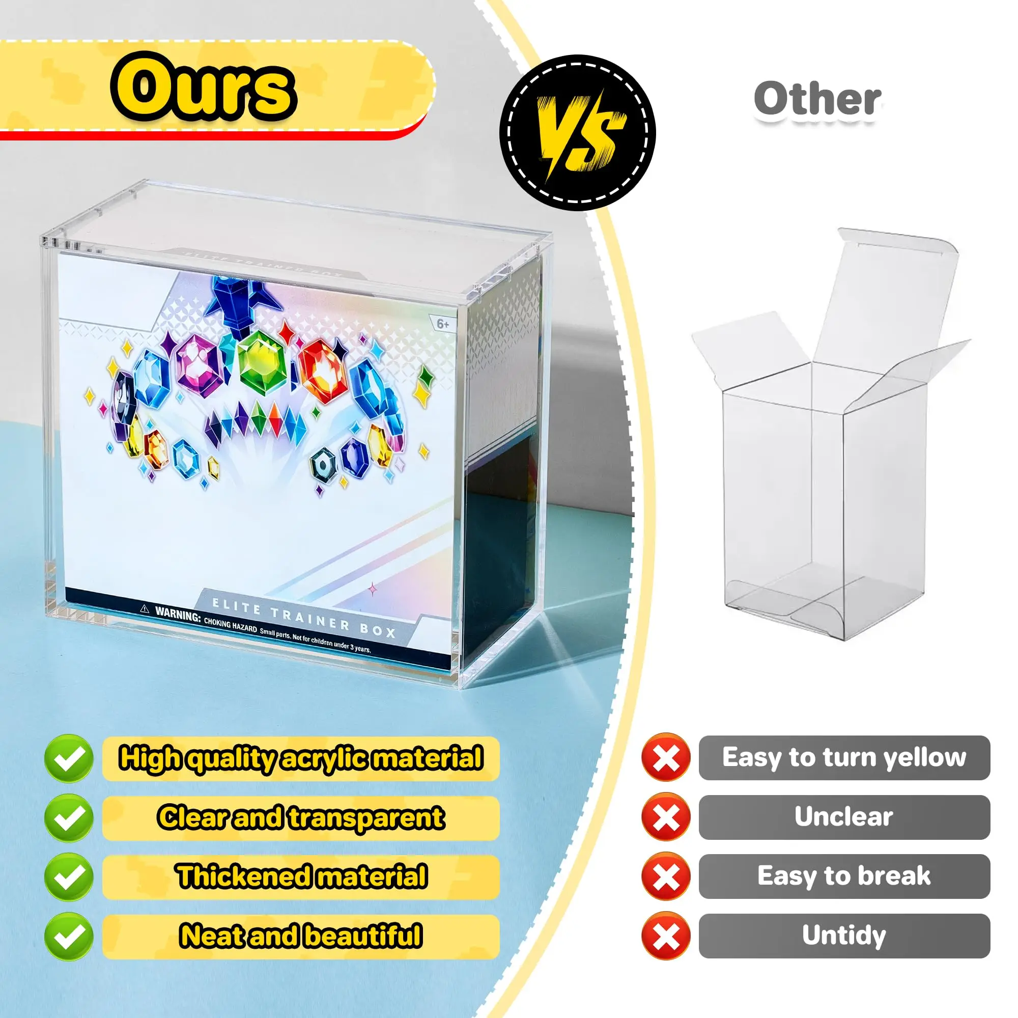 99% UV Protection Magnetic Modern Acrylic Case Display for English Pokémon Booster Pack Box Clear and Stylish Storage Solution - view 4