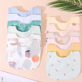 Bavoirs en coton doux pour bébé, 3 pièces, bavoirs réglables en forme de U pour nouveau-né, serviette de salive pour nourrissons