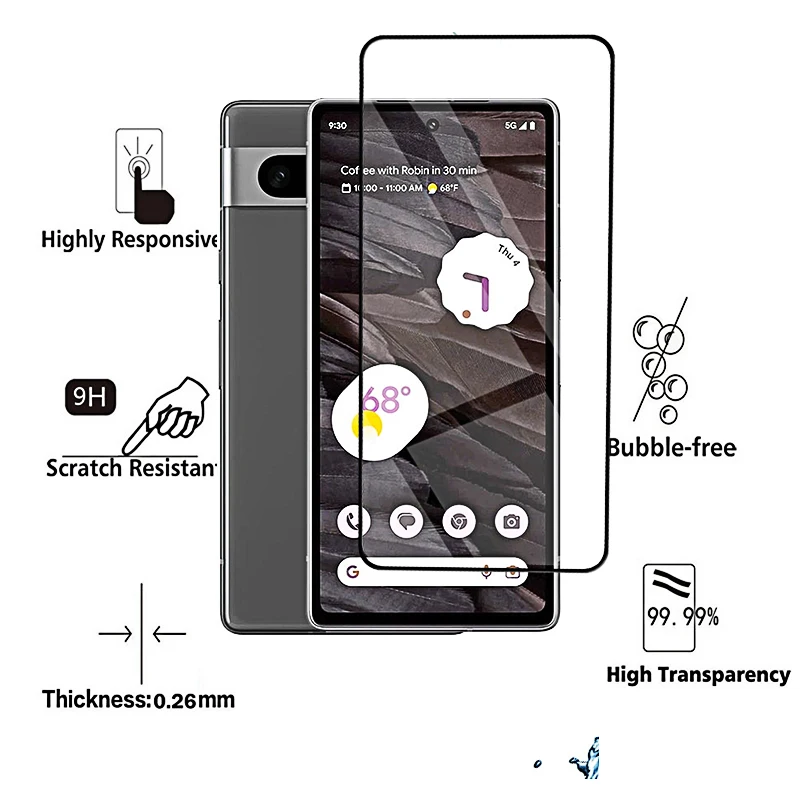 4-1Pcs Tempered Glass on For Google 7A 6a 5a 4a 5g 8 Pro Screen Protector Glass for Pixel 7 6 5 4 A Safety Protective Glass Film